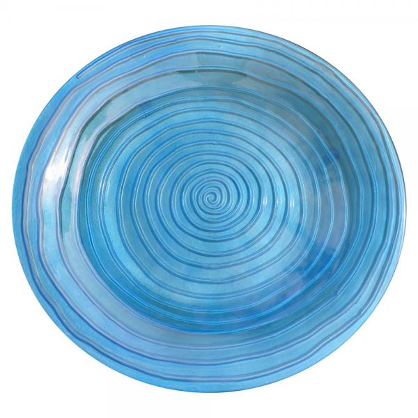 Blue Spiral Bird Bath Dish