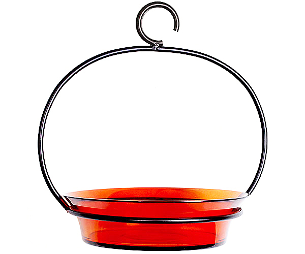 Orange Glass Cuban Bird Bath Bowl