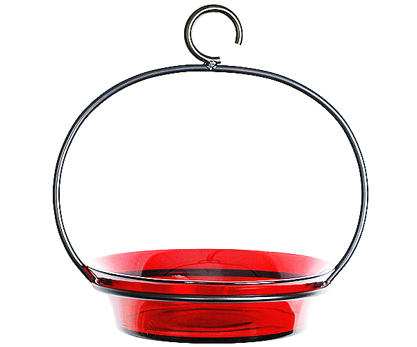 Red Glass Cuban Bird Bath Bowl
