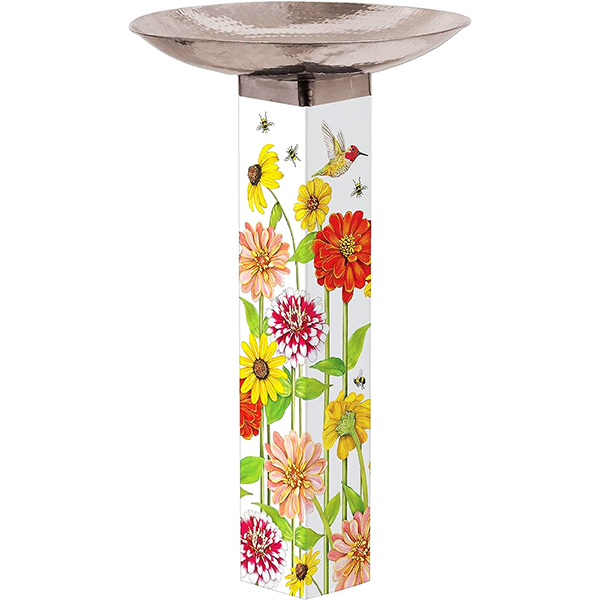 Birds & Bees Bird Bath with Stainless Steel Topper