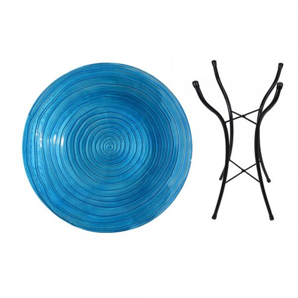 Blue Spiral Glass Bath & Stand