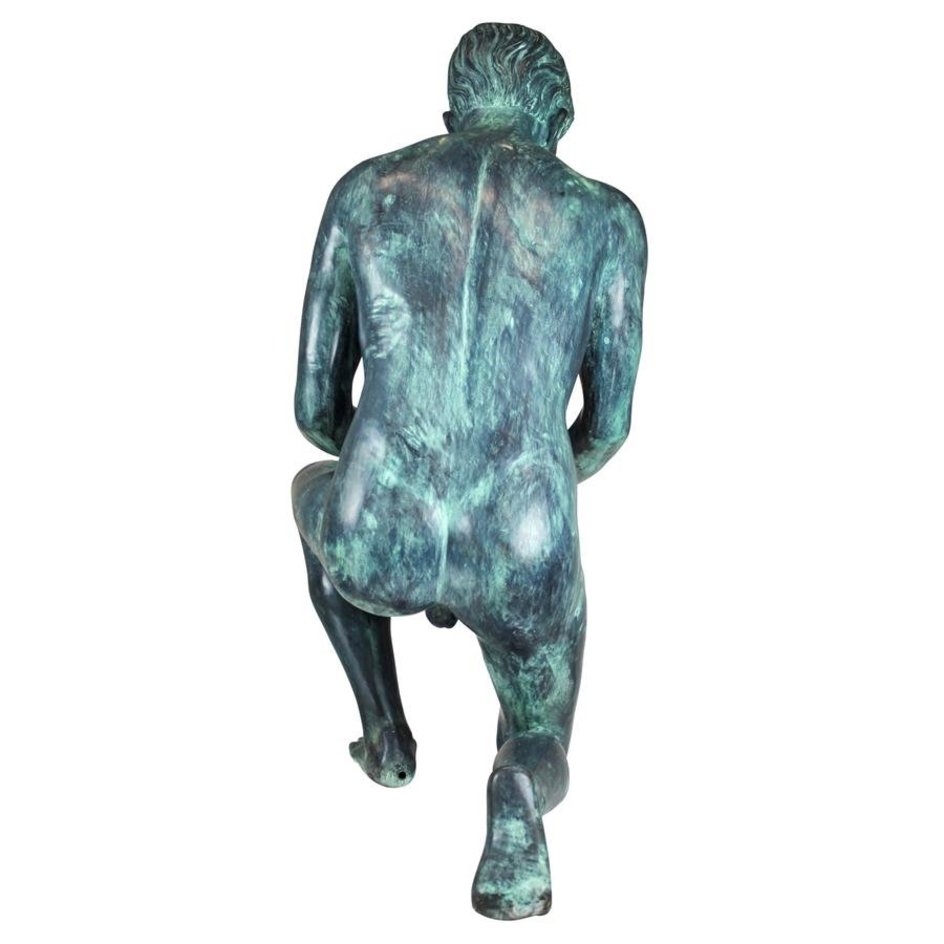 Man & Shell Piped Bronze Statue