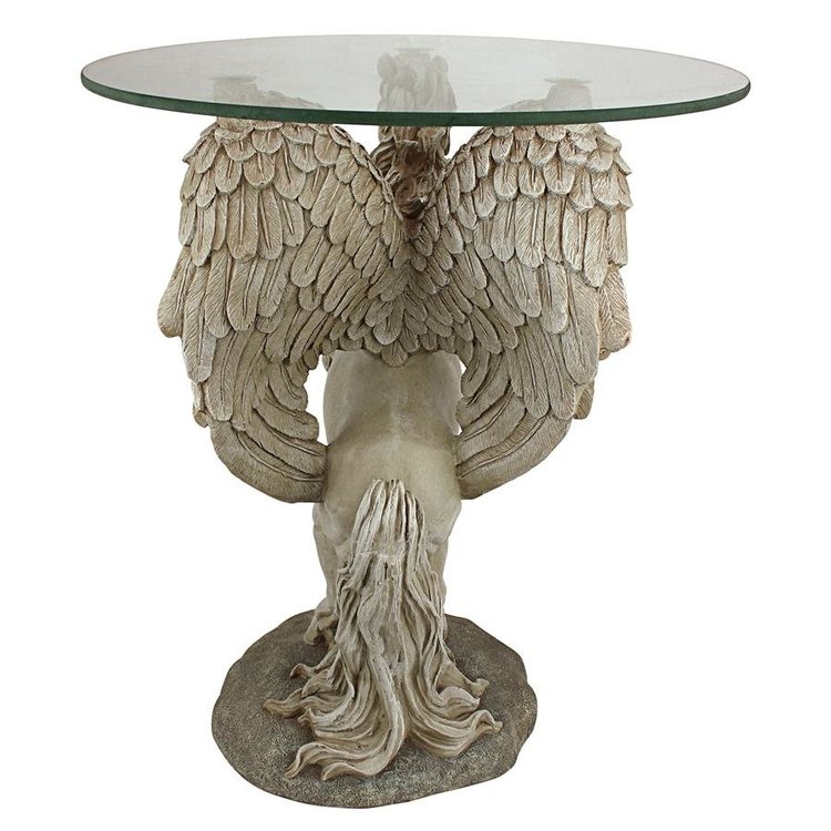 Mystical Winged Unicorn Glass-Topped Table