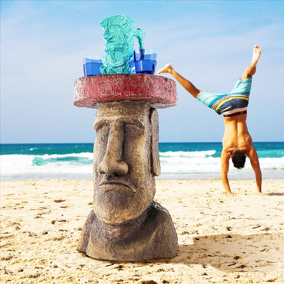 Polynesian Moai Head Sculptural Side Table
