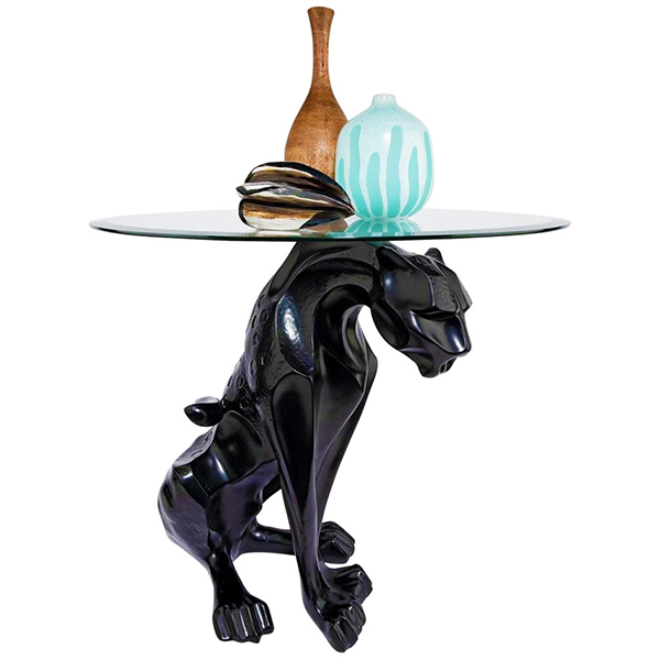 Black Jaguar Glass Top Table 