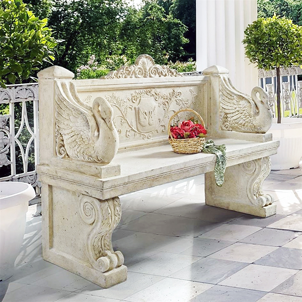 Giant Neoclassical Swan Garden Bench