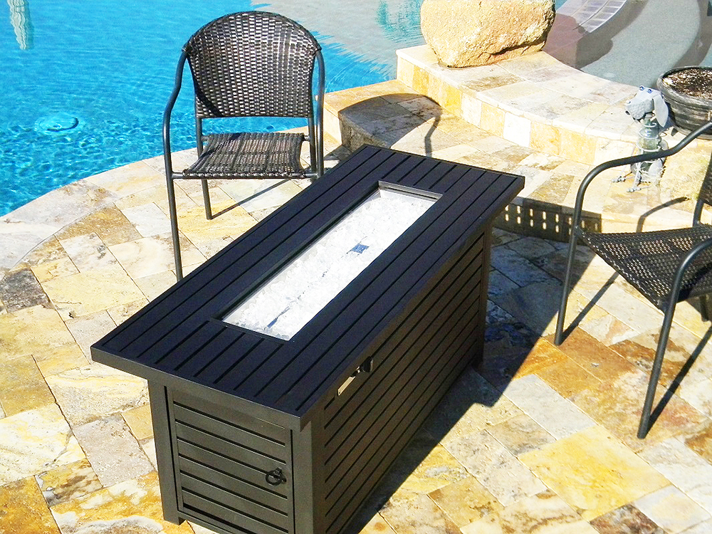 Rectangle Fire Pit in Hammered Bronze