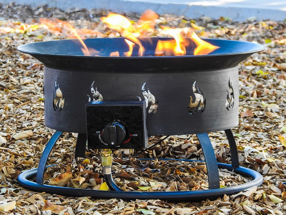 Round Patio Portable Camp Fire Pit in Black