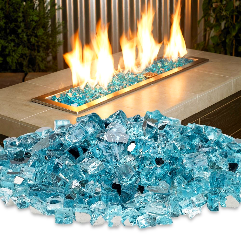 Reflective Sky Blue Fire Glass