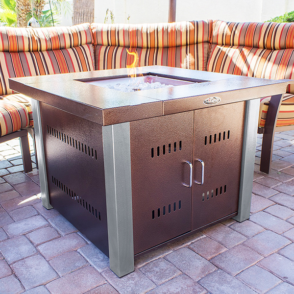 Fire Pit in Hammered Bronze and Stainless Steel