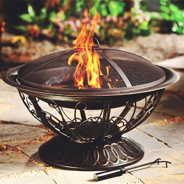 Wood Burning Fire Pit with Scroll Design