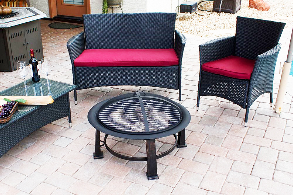 Wood Burning Patio Fire Pit with Cooking Grate