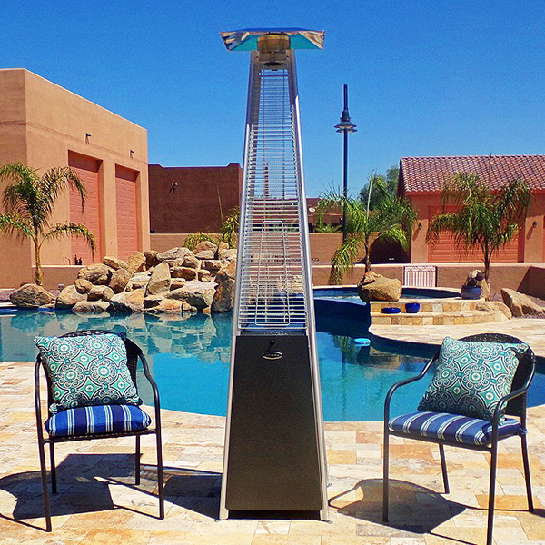  91" Tall Radiant Heat Glass Tube Outdoor Patio Heater