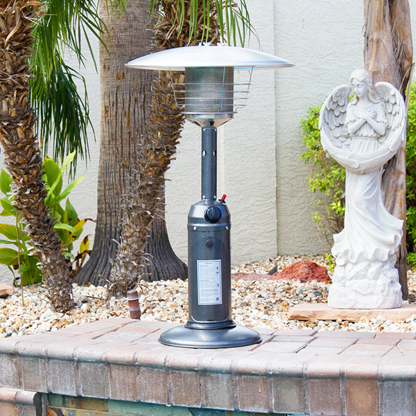 Table Top Outdoor Heater in Hammered Silver