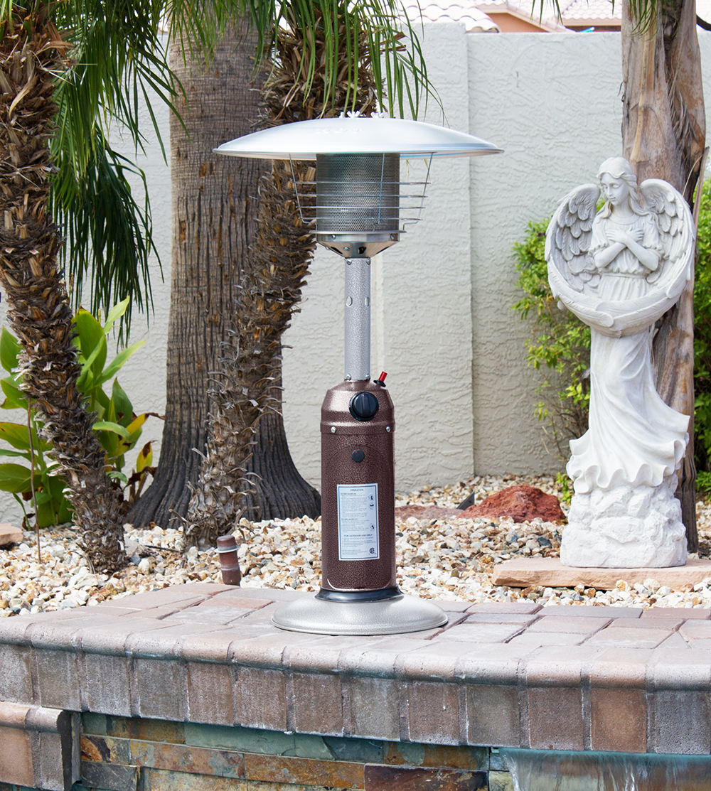 Table Top Patio Heater in Stainless Steel and Hammered Bronze