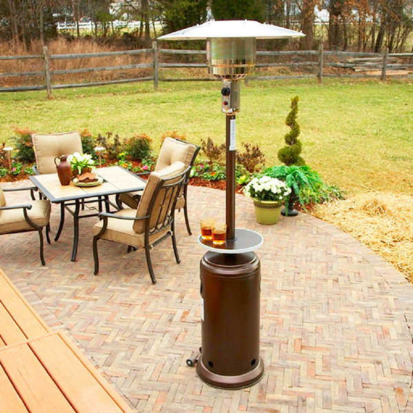 87" Hammered Bronze Patio Heater With Table
