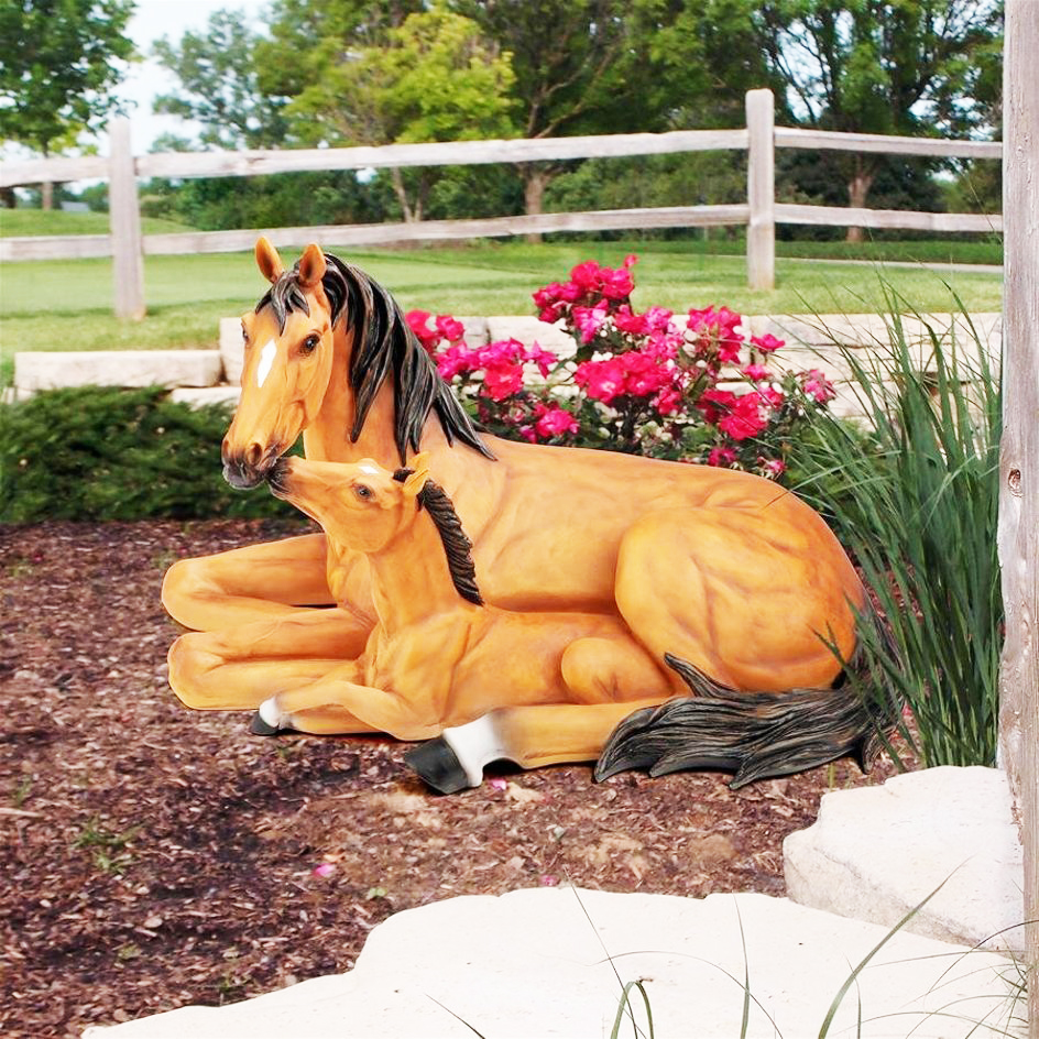 Motherly Love Pony Foal & Mare Horse Statue