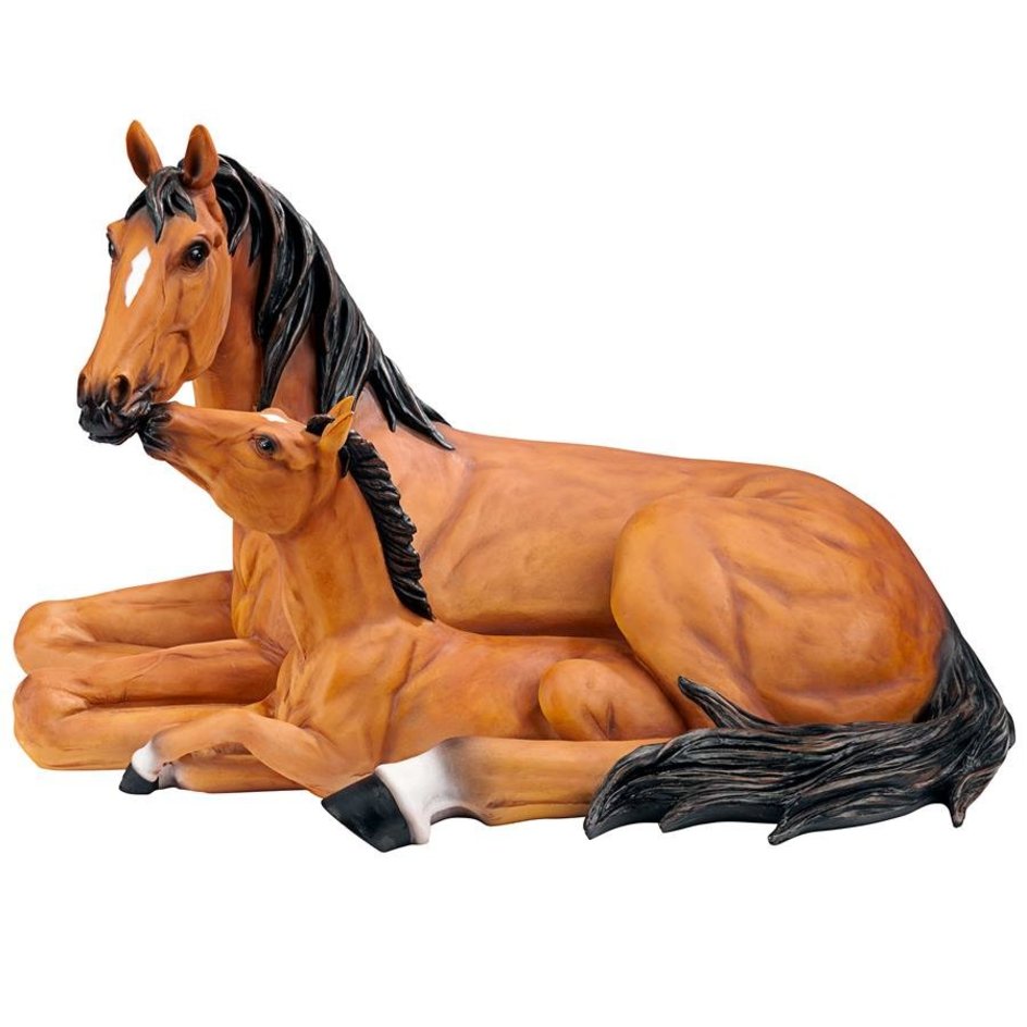 Motherly Love Pony Foal & Mare Horse Statue