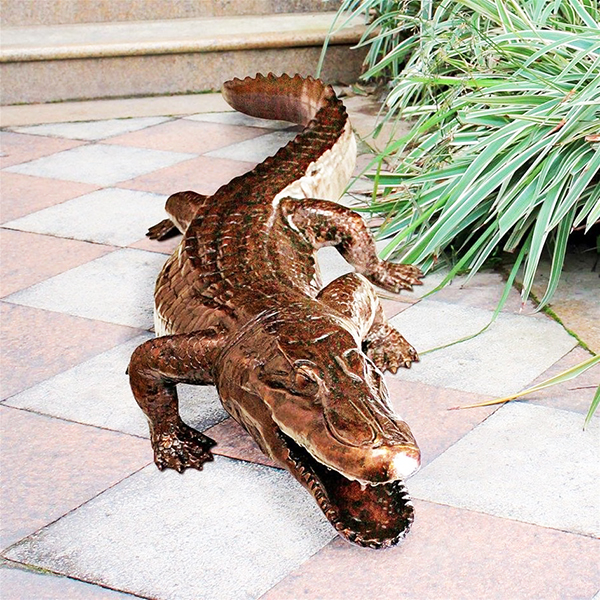 Bronze Prowling Alligator Statue