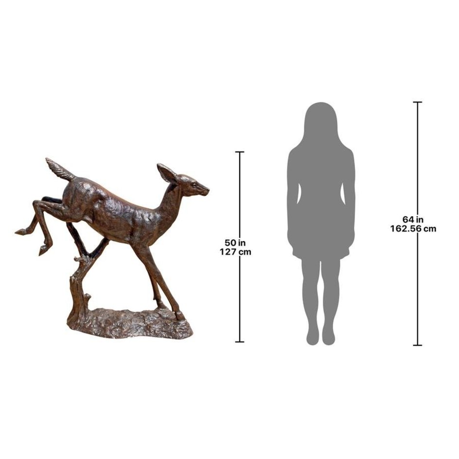 Leaping Deer Bronze Statue