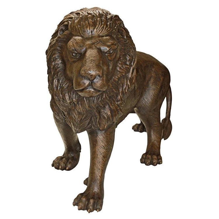 2 Bronze Guardian Lion Statue Set