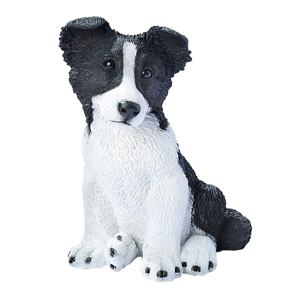 Black & White Border Collie Puppy Statue