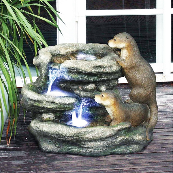 Bright Otters Water Garden Fountain